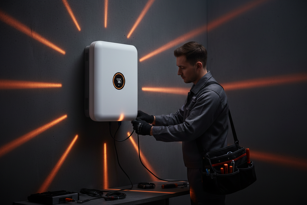 Technische afbeelding batterij en monteur